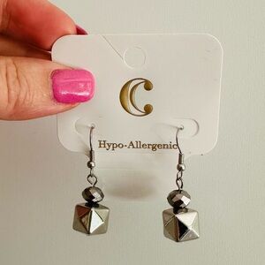Charming Charlie’s hypoallergenic, silver dangling earrings, new/unused